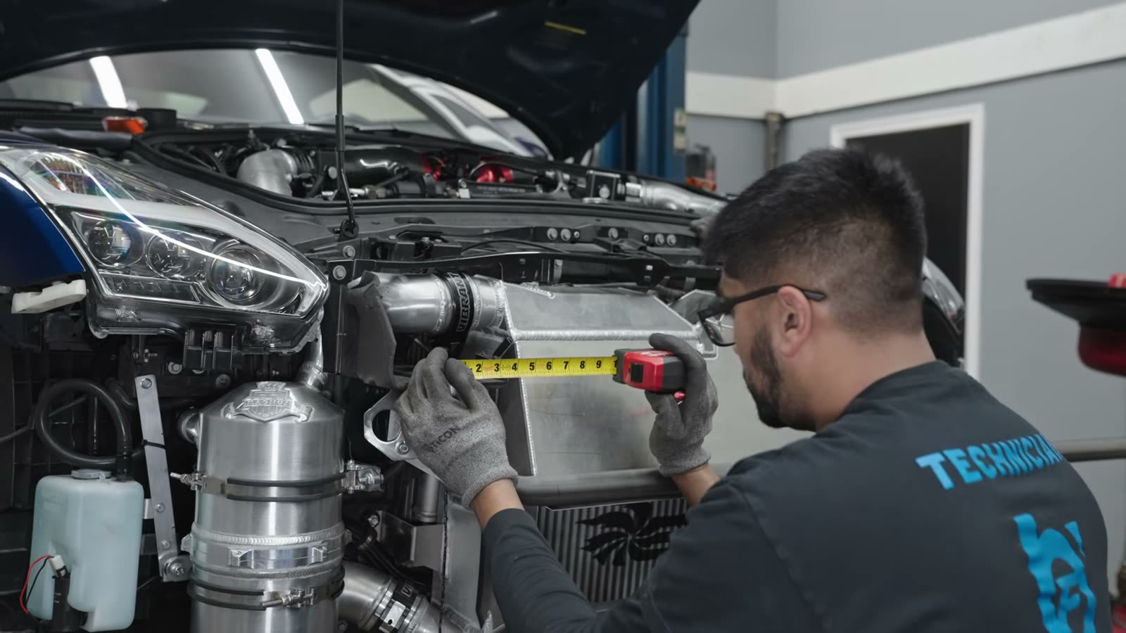 Fitting a custom crash beam to a GT-R front end