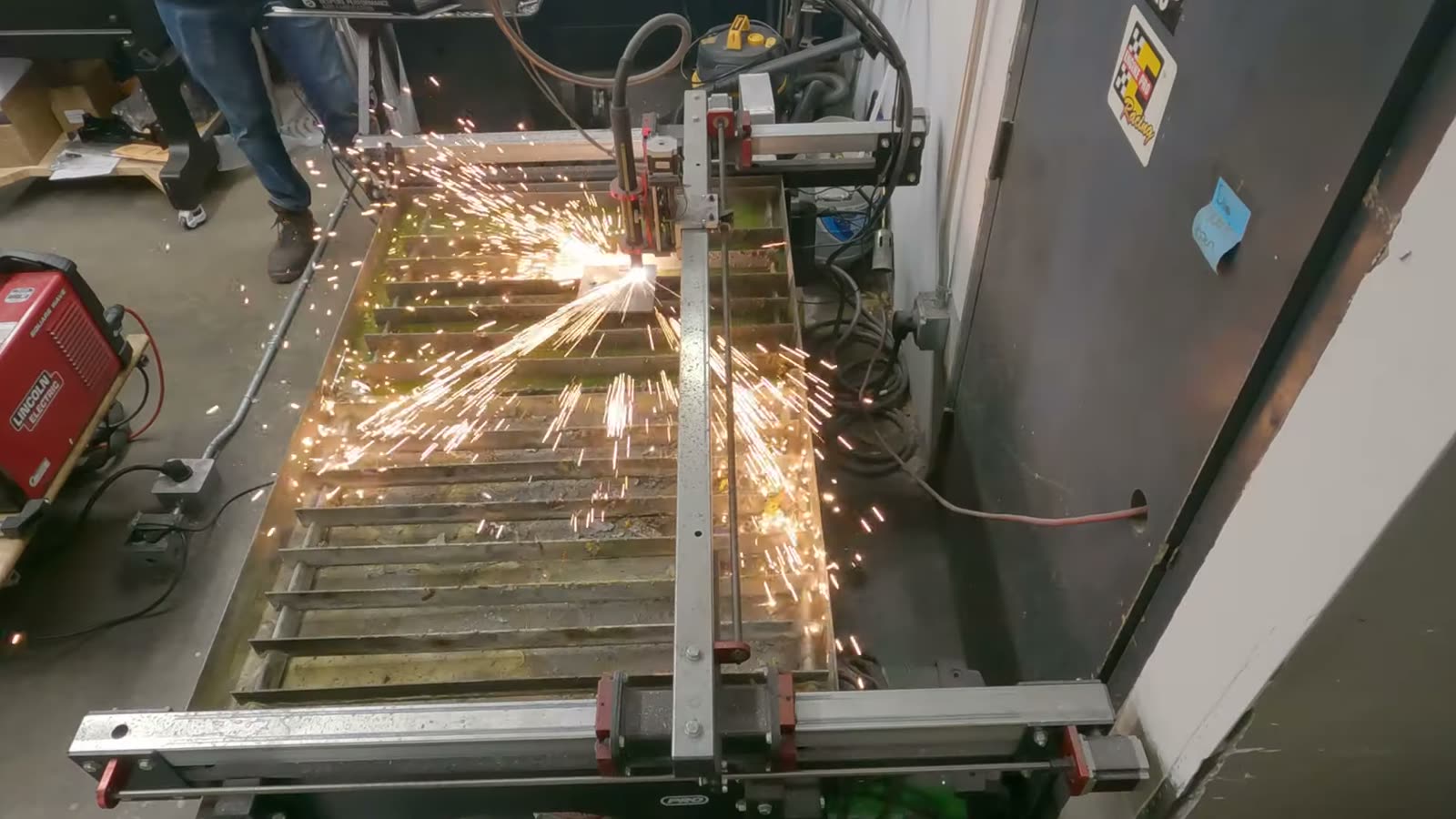CNC plasma table cutting crash beam plates